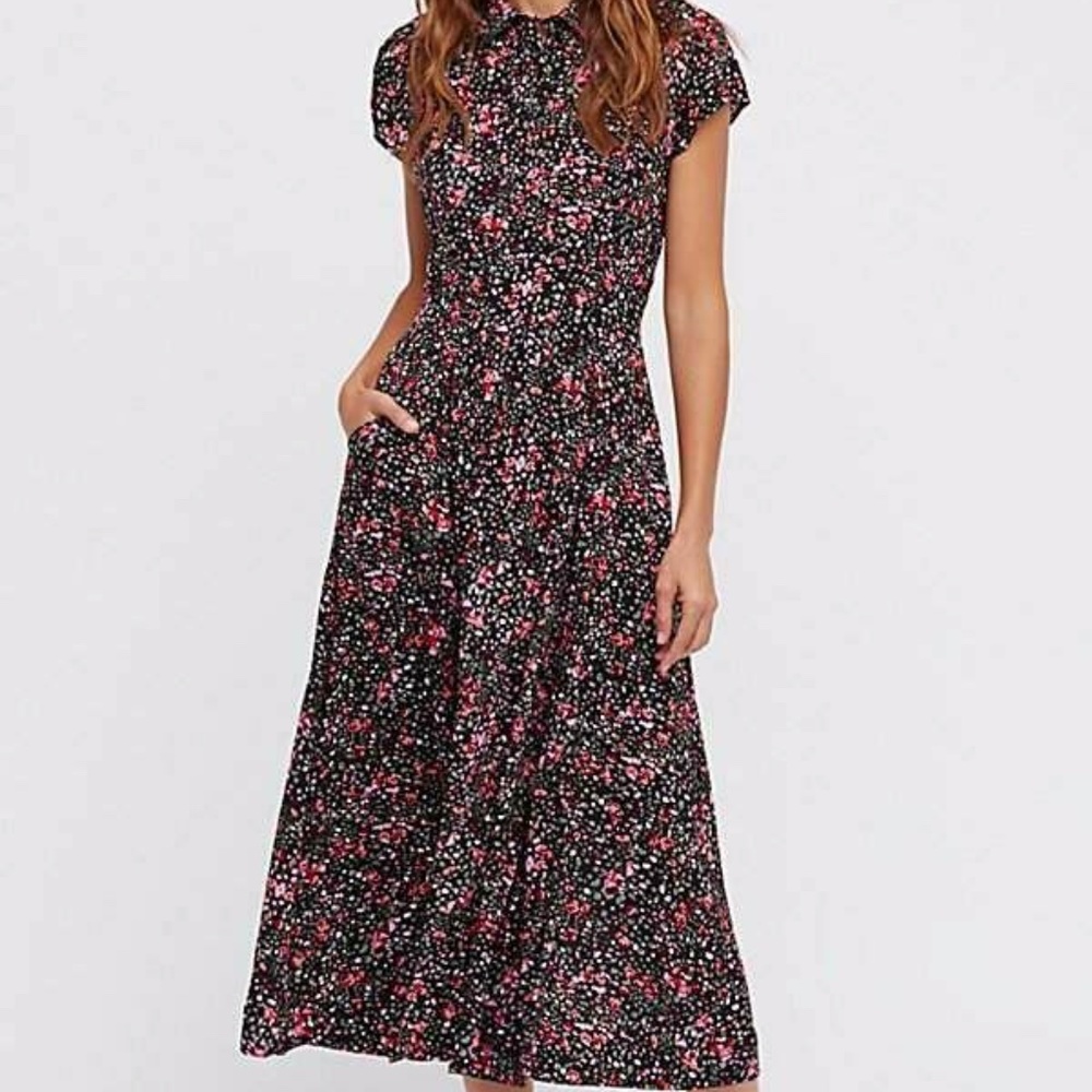 Free People 40s Printed Summer Midi Dress Size 2